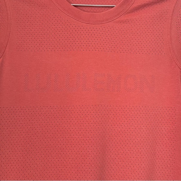 Lululemon Breeze By Short Sleeve Spell Out Vent Athletic Tee Rustic Coral 6 - Picture 3 of 11